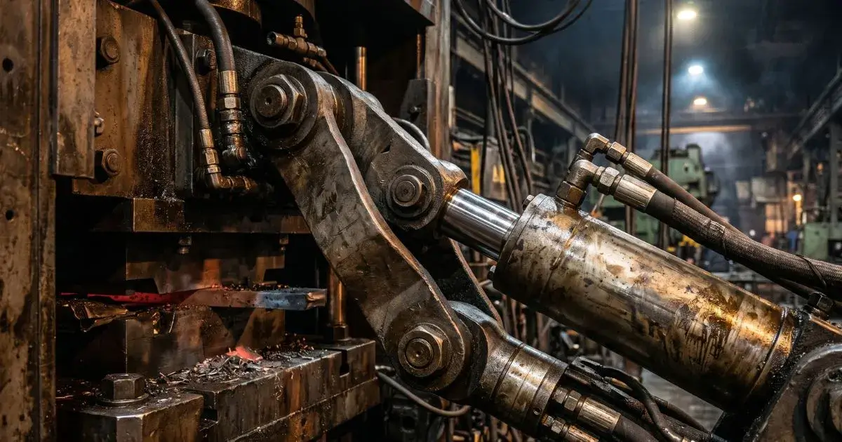 Hydraulic cylinders operating on heavy industrial machinery, typical application of pressure transducers
